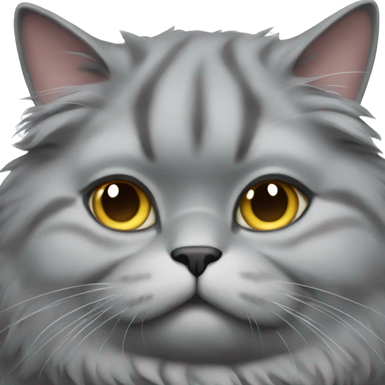 realistic fat grey fluffy cat l emoji