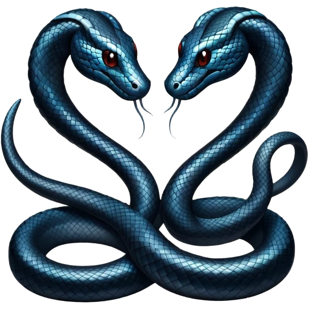 Two black sparkling snakes making a heart emoji