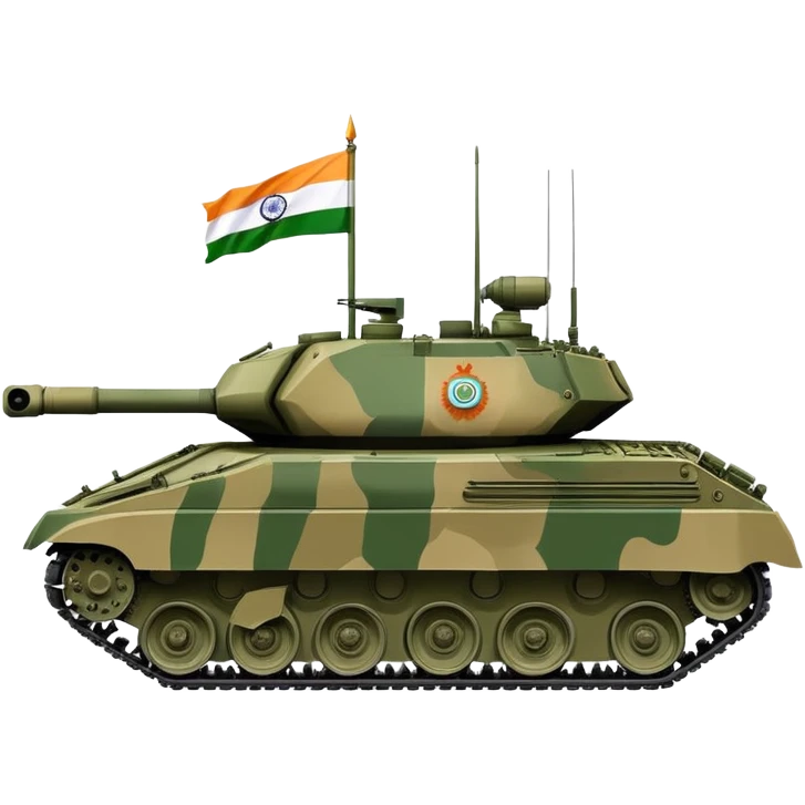 Indian military Arjun battle tank with Indian flag colors emoji