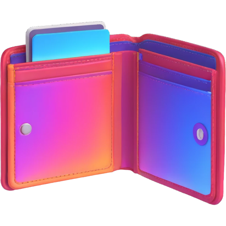 wallet hologram, vibrant colored, glowing emoji