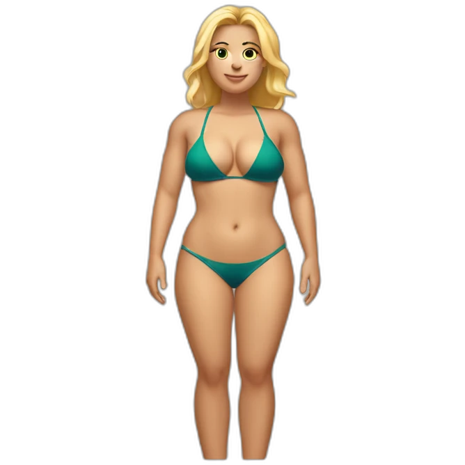 Slim-thicc Caucasian woman small bikini pose (beach body) emoji