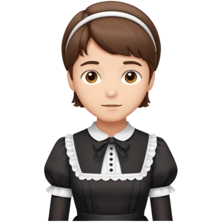 Guy with short brown hair wearing a cute maid dress emoji