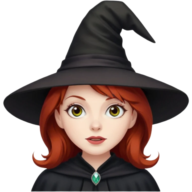 Dark Red haired witch, sassy, rolling eyes upwards rude emoji