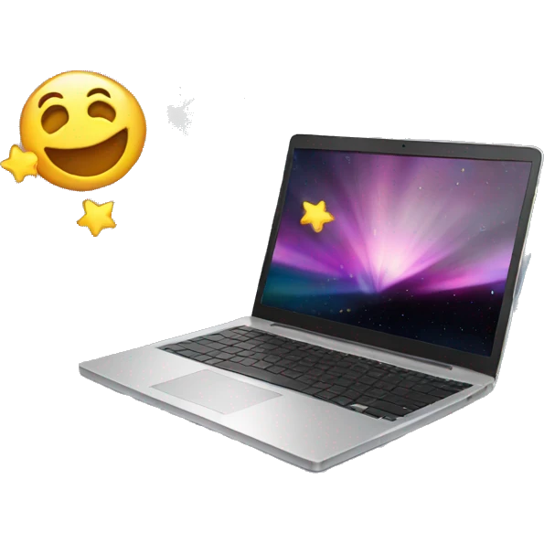 laptop and magic emoji