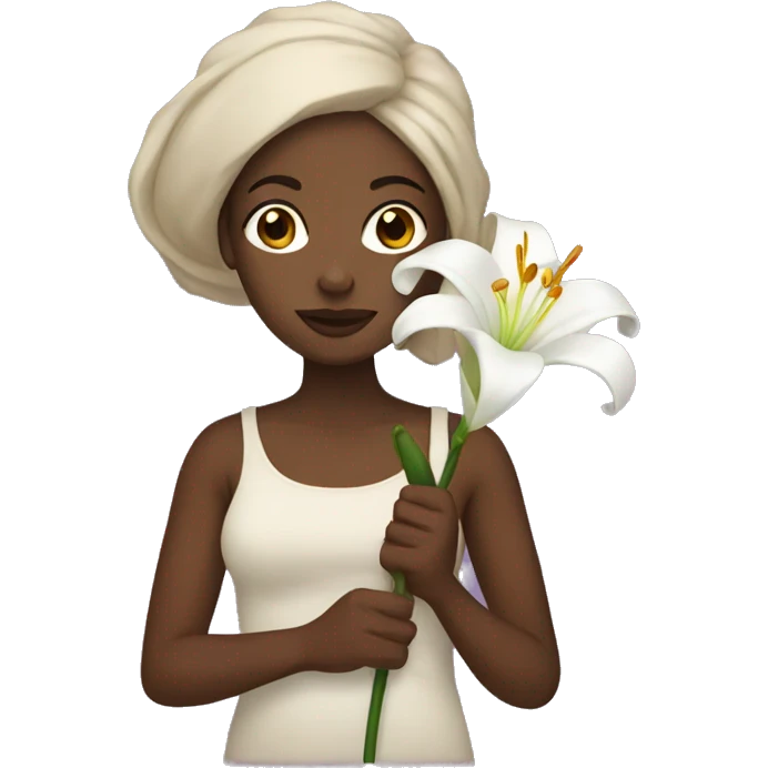 black women holding a lily emoji