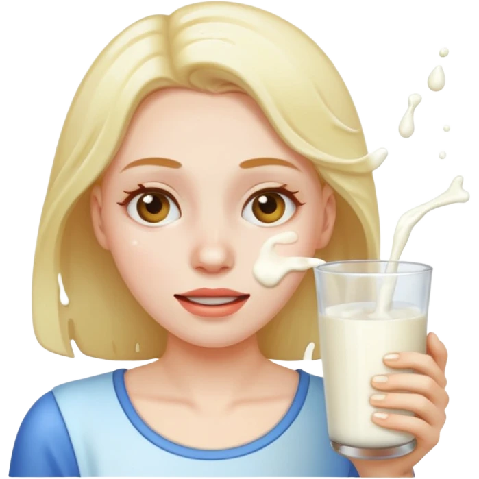 Milk splashed on her face  emoji