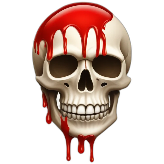 Skull with the phrase "spill oil" and red touches emoji