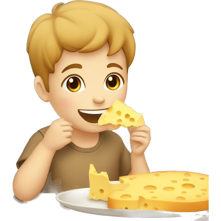 Child eating cheese and tapioca bread emoji