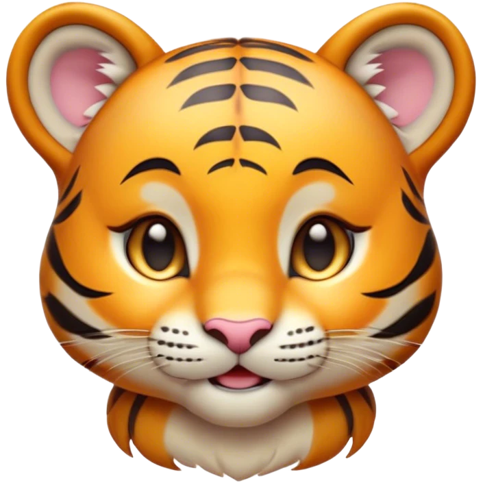 Cinematic Cute Tiger Cub Portrait Emoji, Head tilted playfully and inquisitively, with an adorably compact form accented by subtle stripes and round, sparkling eyes full of wonder, Simplified yet irresistibly adorable features, highly detailed, glowing with a warm, inviting wild glow, high shine, affectionate and lively, stylized with a touch of whimsical feline cuteness, soft glowing outline, capturing the essence of a mischievous yet loving tiger cub that seems as if it could leap out of the screen into your arms! emoji