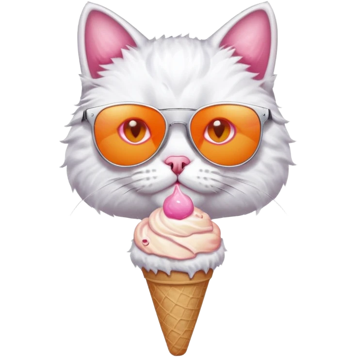 cat with pink ice cream in sunglasses emoji