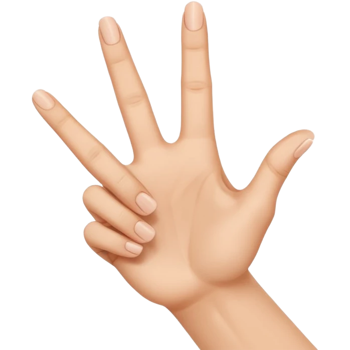 right hand making the American Sign Language 'E' gesture, fingers curled to form the letter E, no text emoji