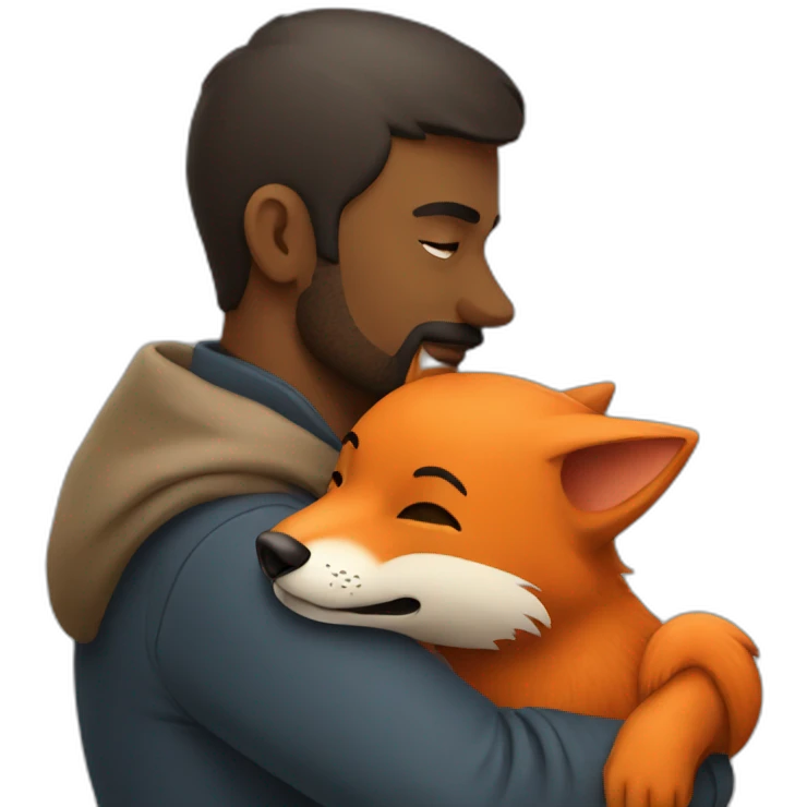A man that hugs a fox. emoji
