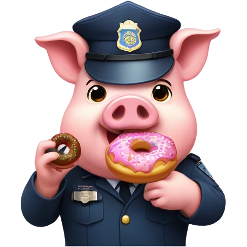 Pig in cop uniform eating donut emoji