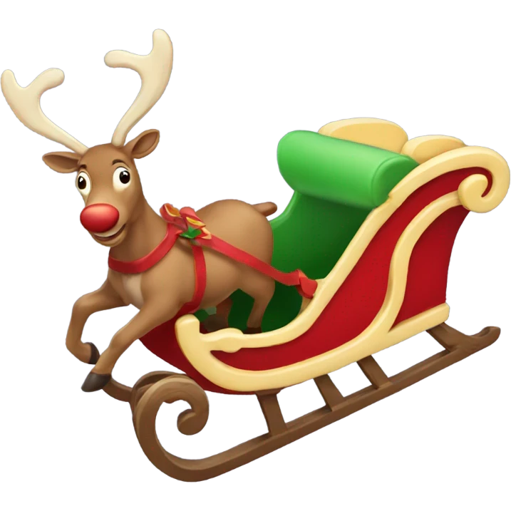 Santa sleigh flying with reindeer  emoji