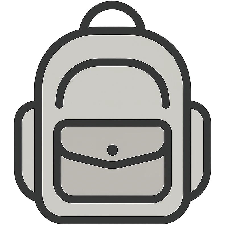 modern, simple icon of a school backpack with clear lines and neutral colors, no folder, just the symbol emoji