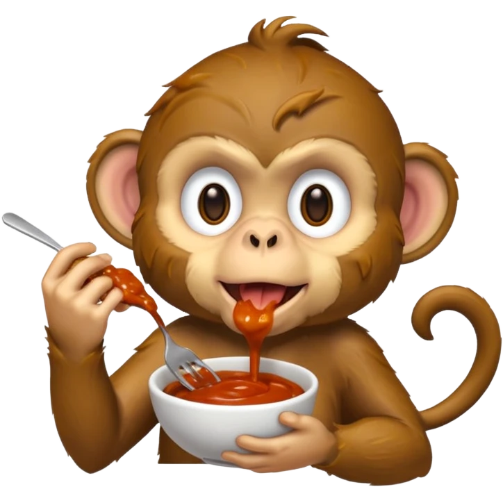 A monkey eating chiken emoji