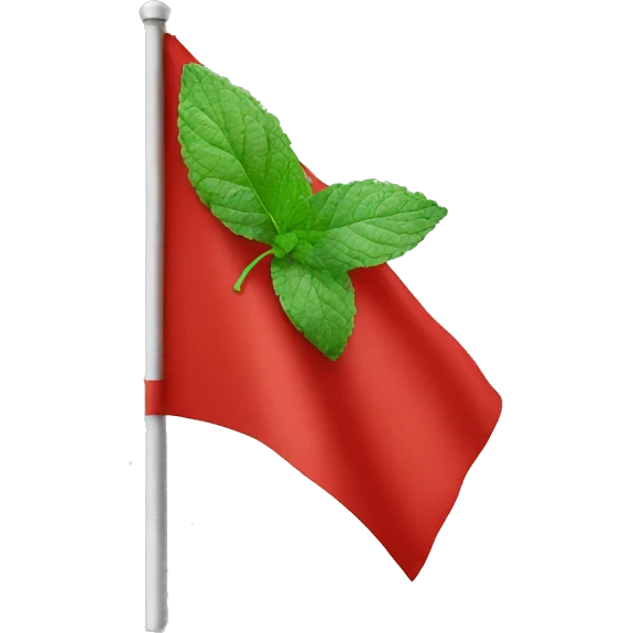 mint leaf on a red flag emoji