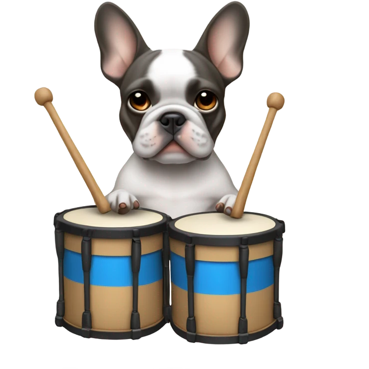 blue and tan french bulldog holding drumming emoji