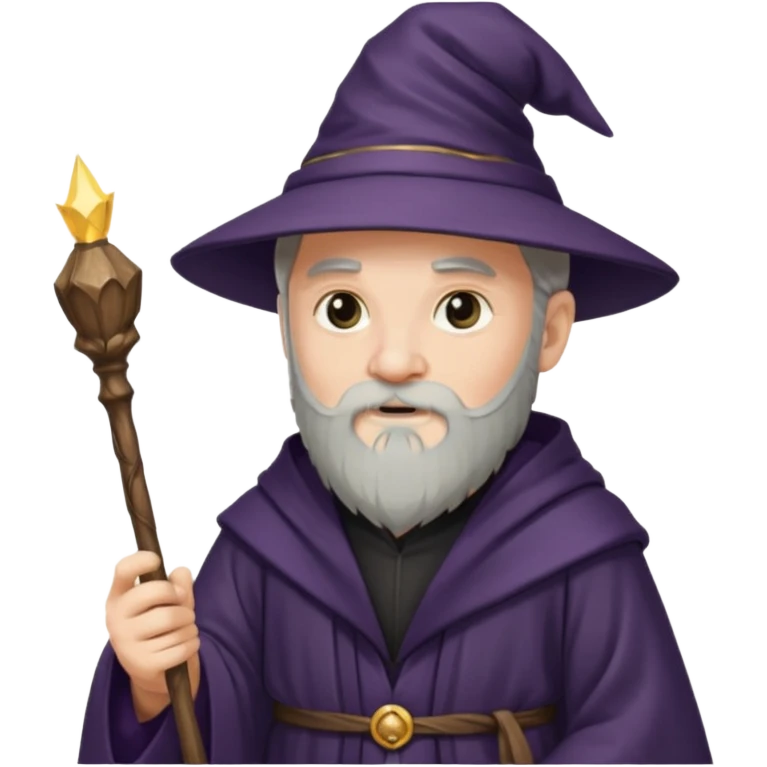 Wizard in dark robe holding magic wand emoji