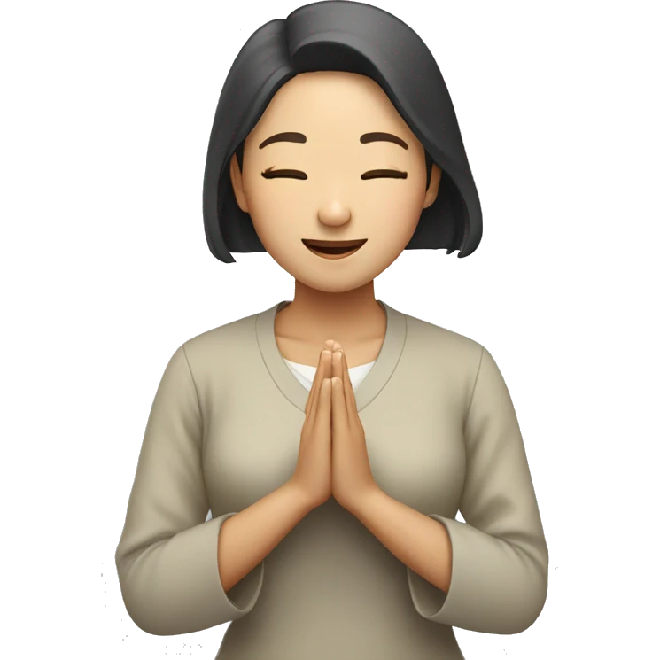 asian woman praying and smiling emoji
