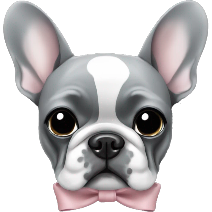 French bulldog in grey with bow emoji