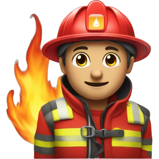 Un pompier qui éteins un incendie emoji