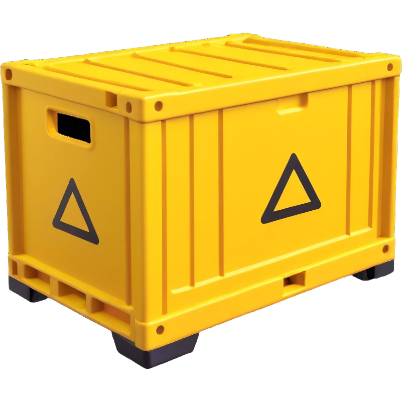 industrial crate, yellow hazard markings, rugged look emoji