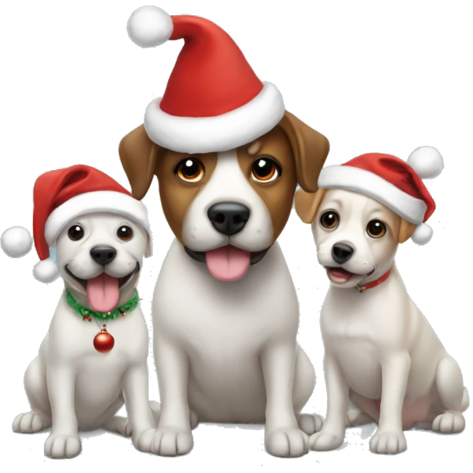3 dogs with a Christmas hat on emoji