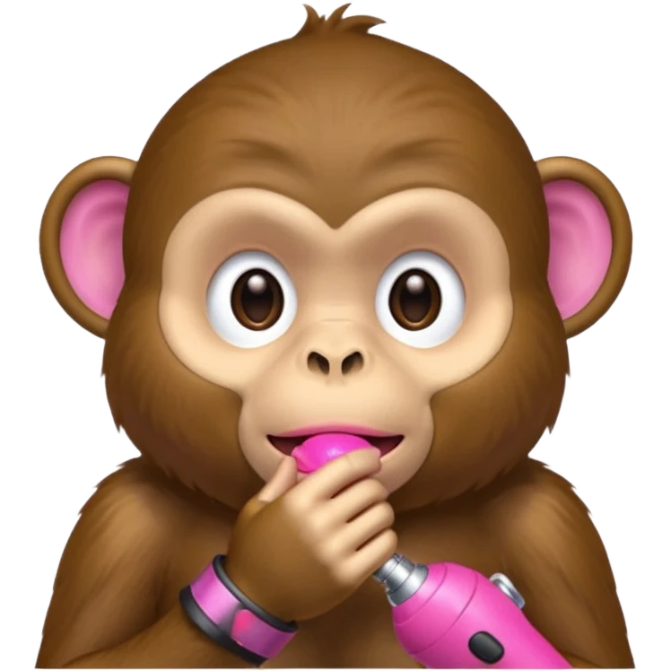 A monkey covering his mouth but with a sextoy emoji