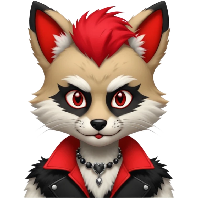 Anthropomorphic Anthro Furry punky gothic black white and red badass cool stylish handsome smexy Animal-furry-fursona emoji