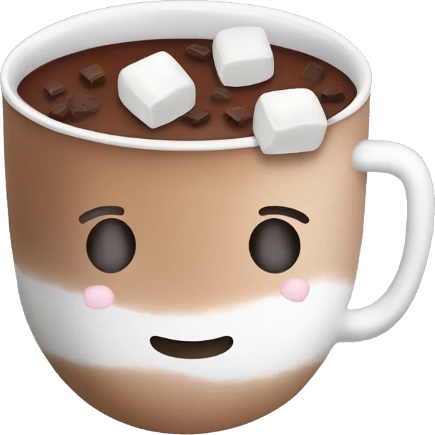 hot cocoa cup with marshmallows and chocolate chips  emoji