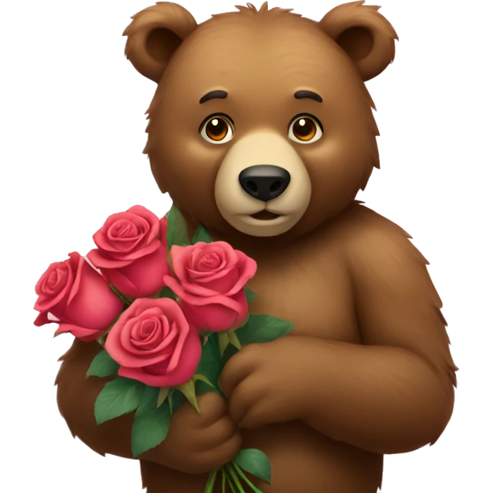 bear holding roses emoji