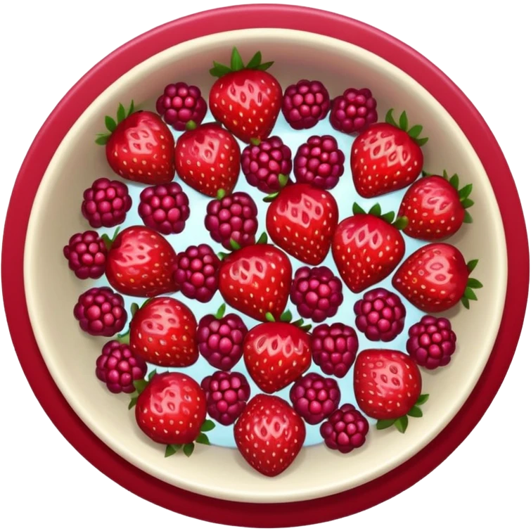 bowl solo de frutos rojos: fresas, moras, frambuesas. con vista desde arriba emoji