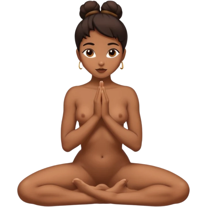 nude brown girl in sexy pose on elbows, dark hair in bun emoji