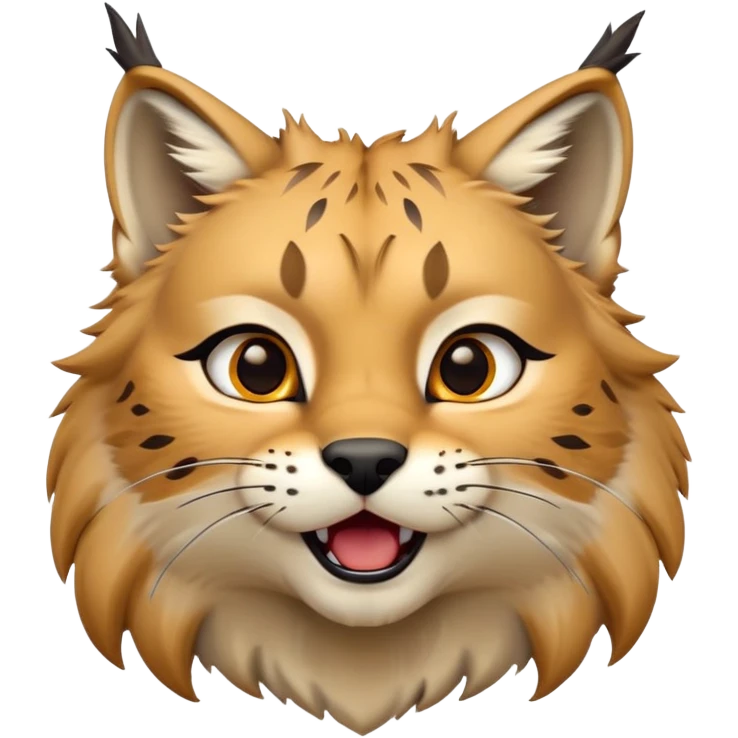 Cinematic-realistic cute-Lynx-Portrait-Emoji – Head tilted dramatically with an exaggeratedly amused expression, featuring a thick, tufted golden-brown coat with striking black ear tufts, wide, expressive amber eyes filled with playful disbelief. zoomed out to show shoulders emoji