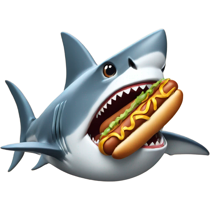 shark eating a hotdog emoji