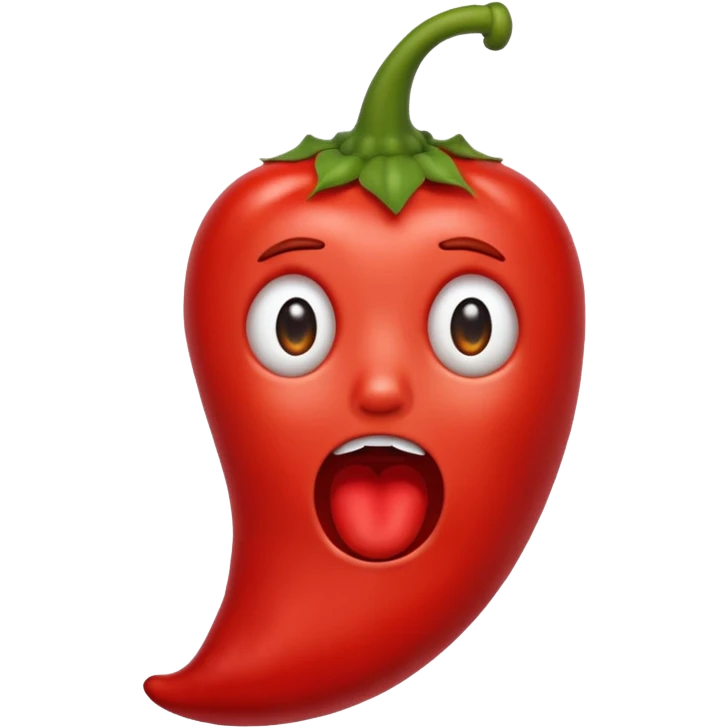un piment qui pleure, yeux brillants, bouche tremblante emoji