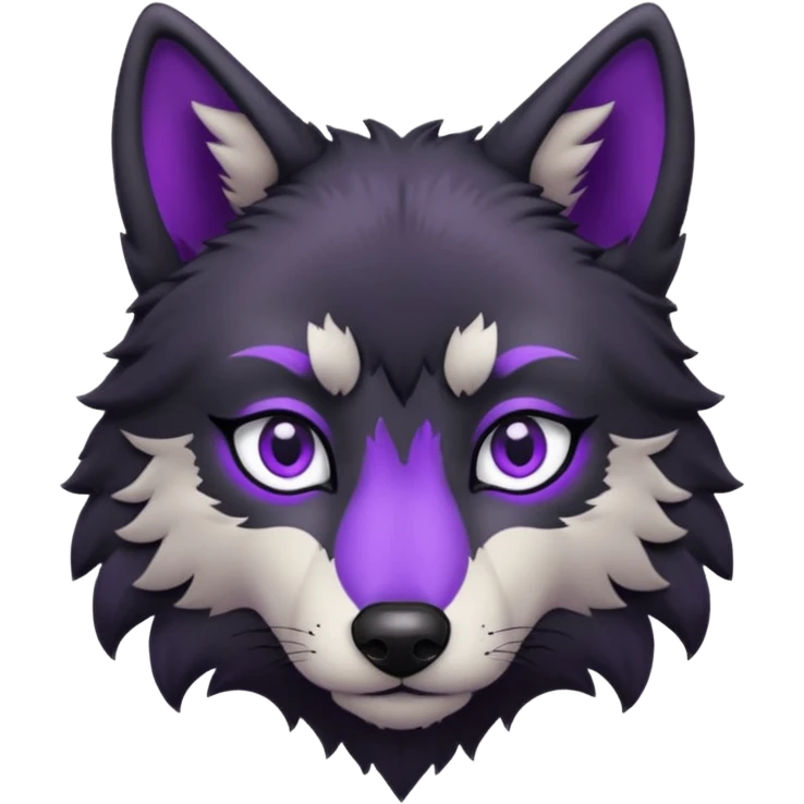 Loup noir et violet emoji