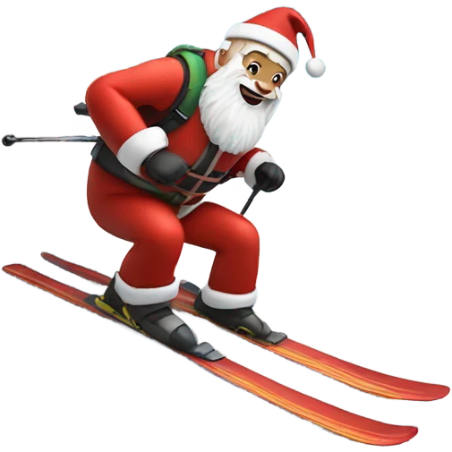 Santa skiing down a mountain emoji