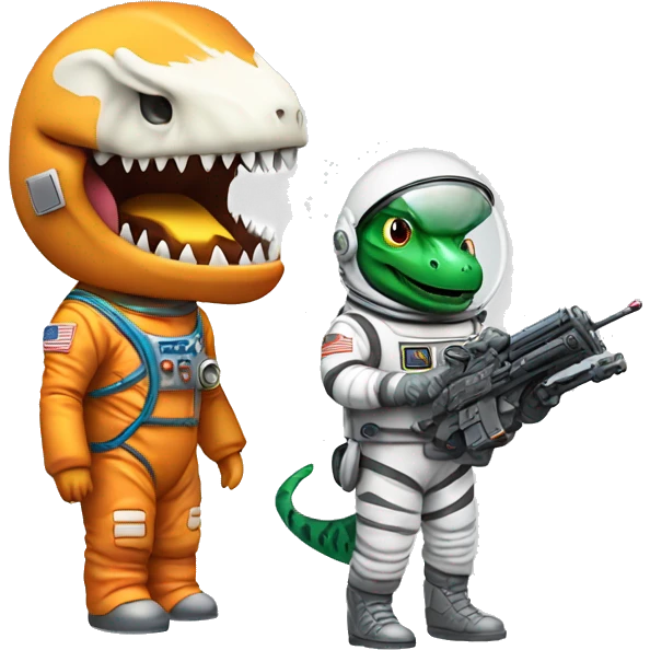 astronaut, t-rex and toy solider emoji