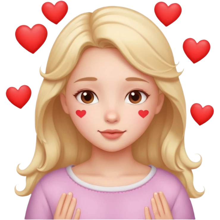 Cute Dreaming/Thinking of you, blushing, hearts emoji