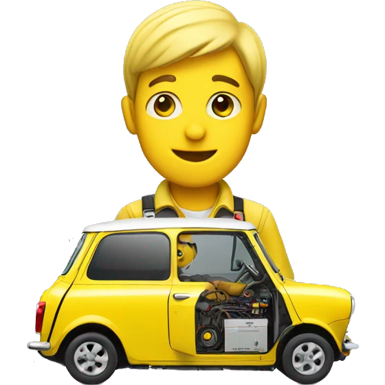 Electrician in a yellow mini cooper emoji