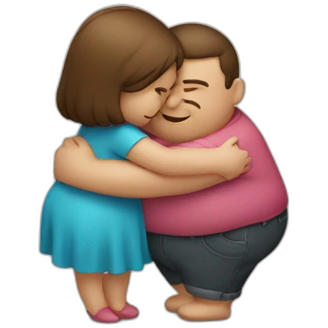 Fat boy hug slim girl emoji