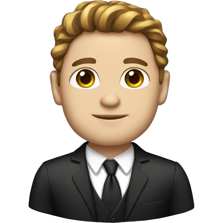 Man with black suit gold chain brown hair hazel green eyes white skin  emoji