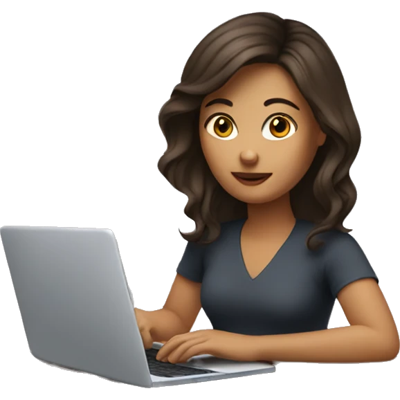 Brunette working on laptop emoji