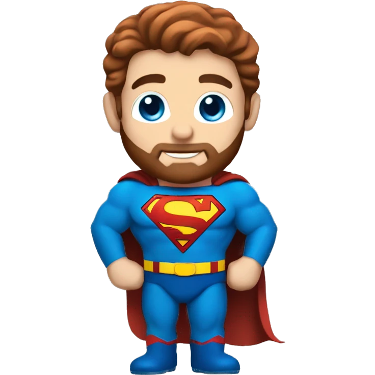 Full body reddish brown hair and beard superman with blue eyes emoji