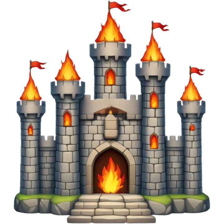 a castle from the game ''heckfire'' burning and the castle has the name NATE below it emoji