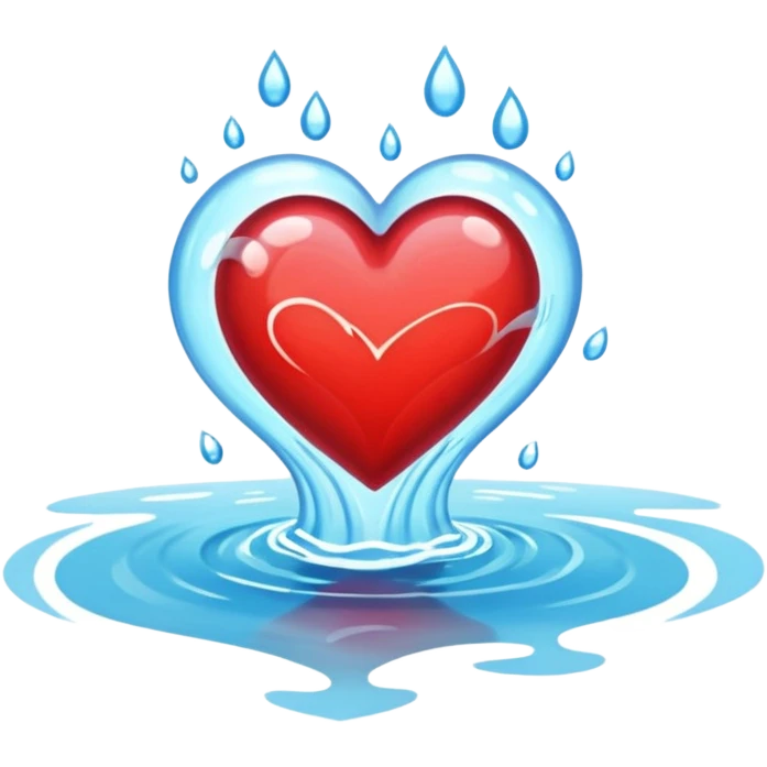 The heart beating in the flowing river emoji