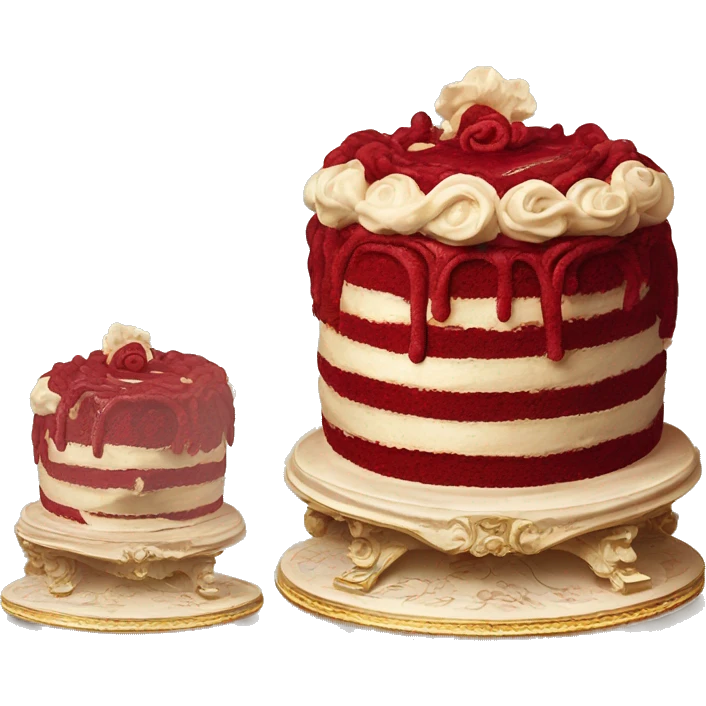 highly detailed vintage rococo red velvet cake emoji