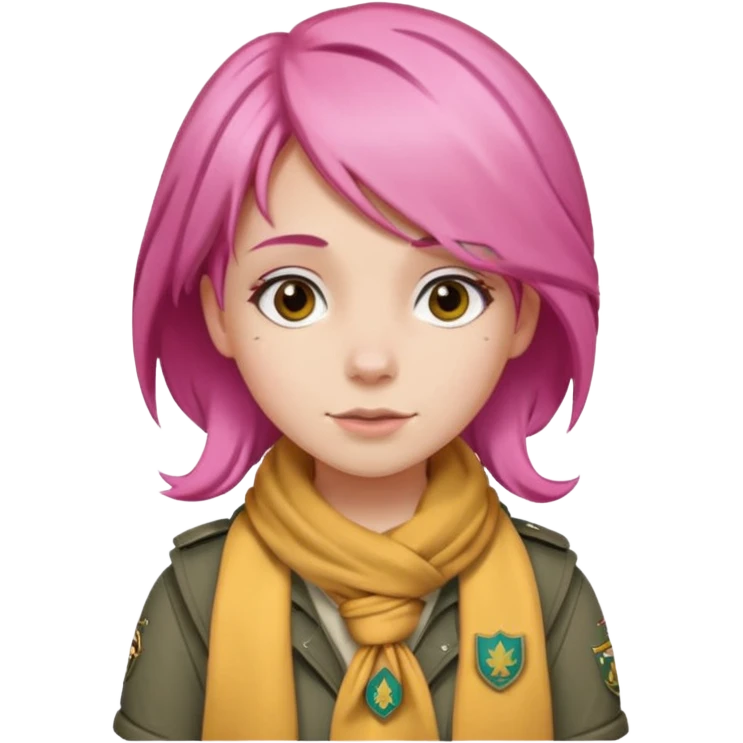 scout girl with pink hair and not the uniform only scarf and normal clothing emoji